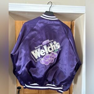 VTG Dunbrooke Purple Satin Coca-Cola Bomber Jacket, Welchs Grape Soda, Rare, L